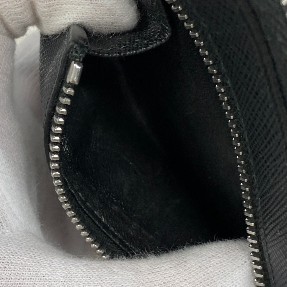 PRADA Coin case 1PP122 leather black Saffiano triangular plate