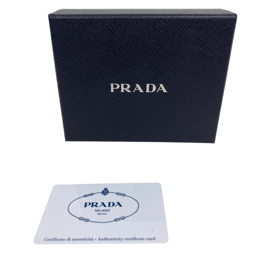 PRADA Coin case 1PP122 leather black Saffiano triangular plate
