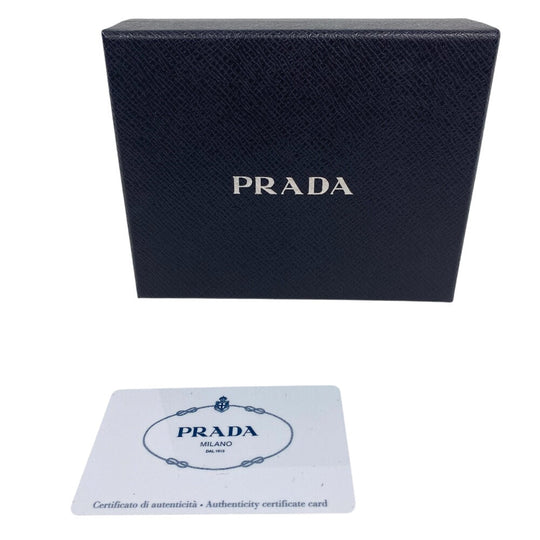 PRADA Coin case 1PP122 leather black Saffiano triangular plate