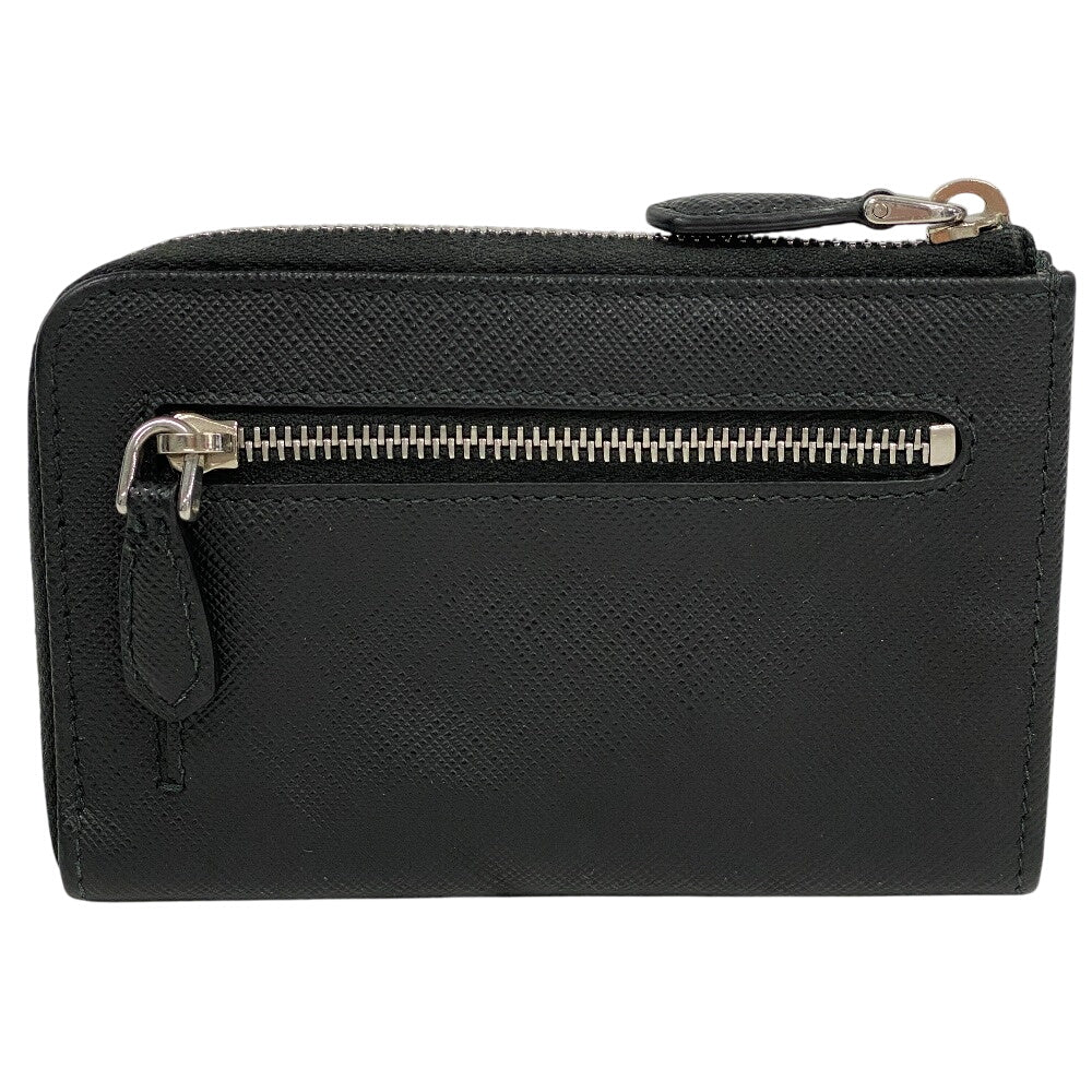 PRADA Coin case 1PP122 leather black Saffiano triangular plate