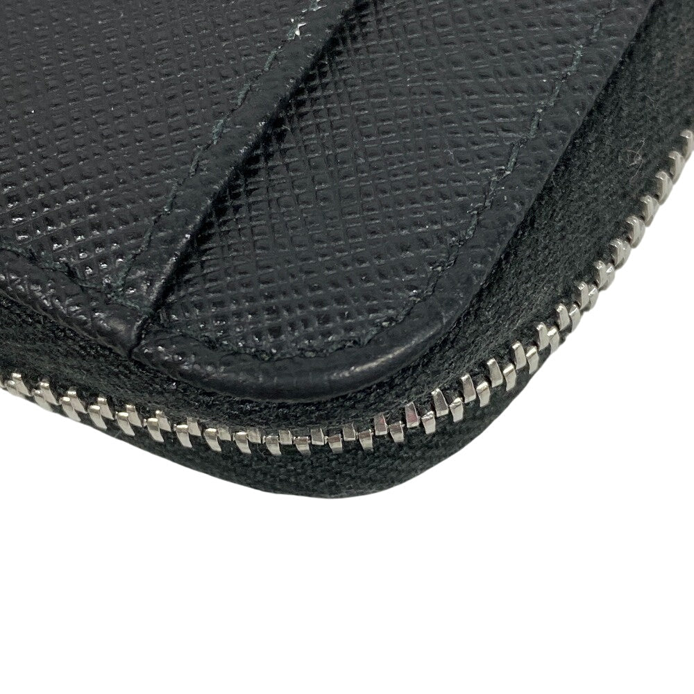 PRADA Coin case 1PP122 leather black Saffiano triangular plate