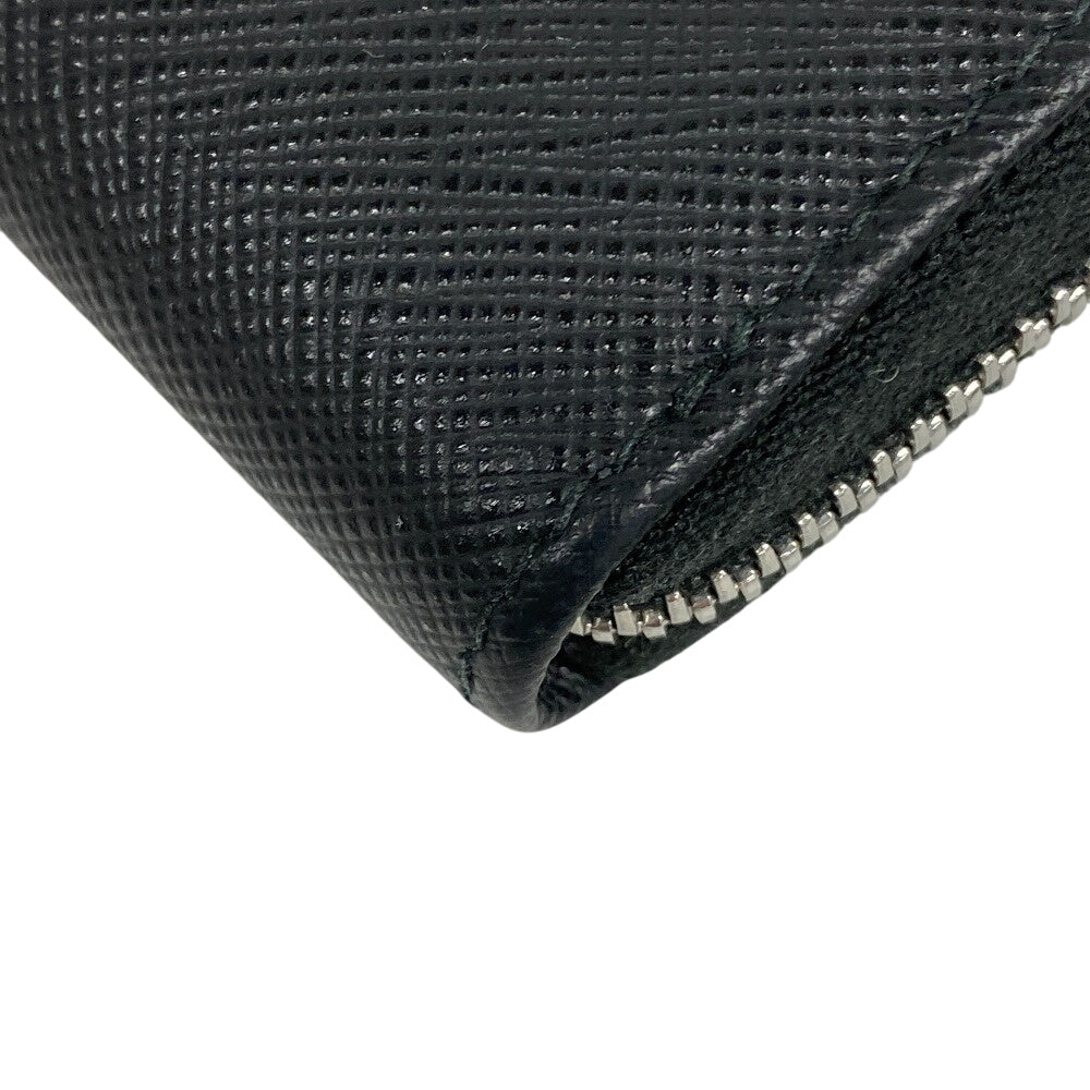 PRADA Coin case 1PP122 leather black Saffiano triangular plate