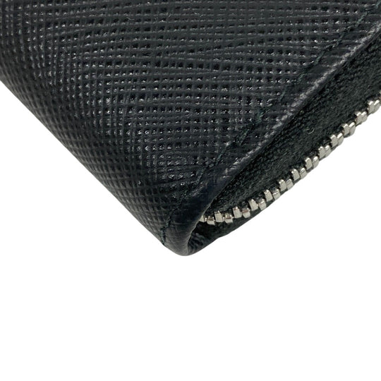 PRADA Coin case 1PP122 leather black Saffiano triangular plate
