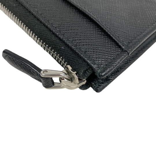 PRADA Coin case 1PP122 leather black Saffiano triangular plate