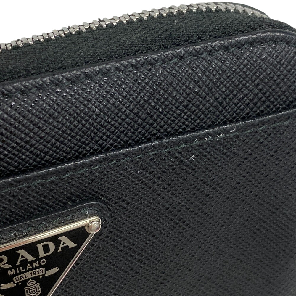 PRADA Coin case 1PP122 leather black Saffiano triangular plate