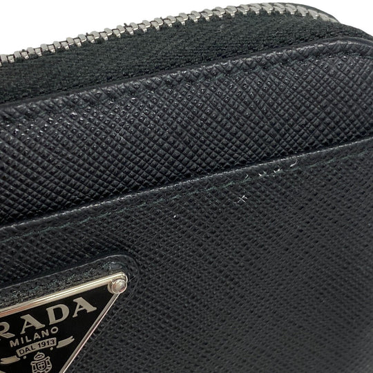 PRADA Coin case 1PP122 leather black Saffiano triangular plate