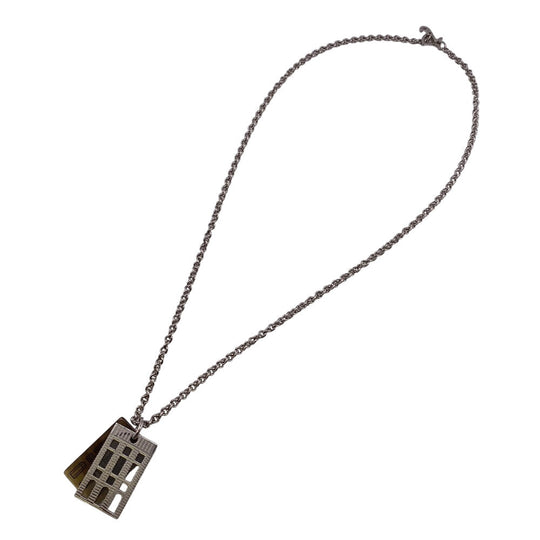 HERMES Necklace Buffalo Horn, Metal Silver Van Quatre Faubourg mens(Unisex) Used Authentic