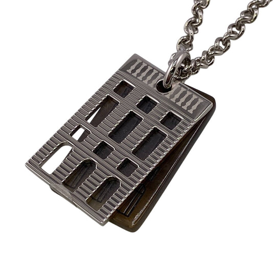 HERMES Necklace Buffalo Horn, Metal Silver Van Quatre Faubourg mens(Unisex) Used Authentic