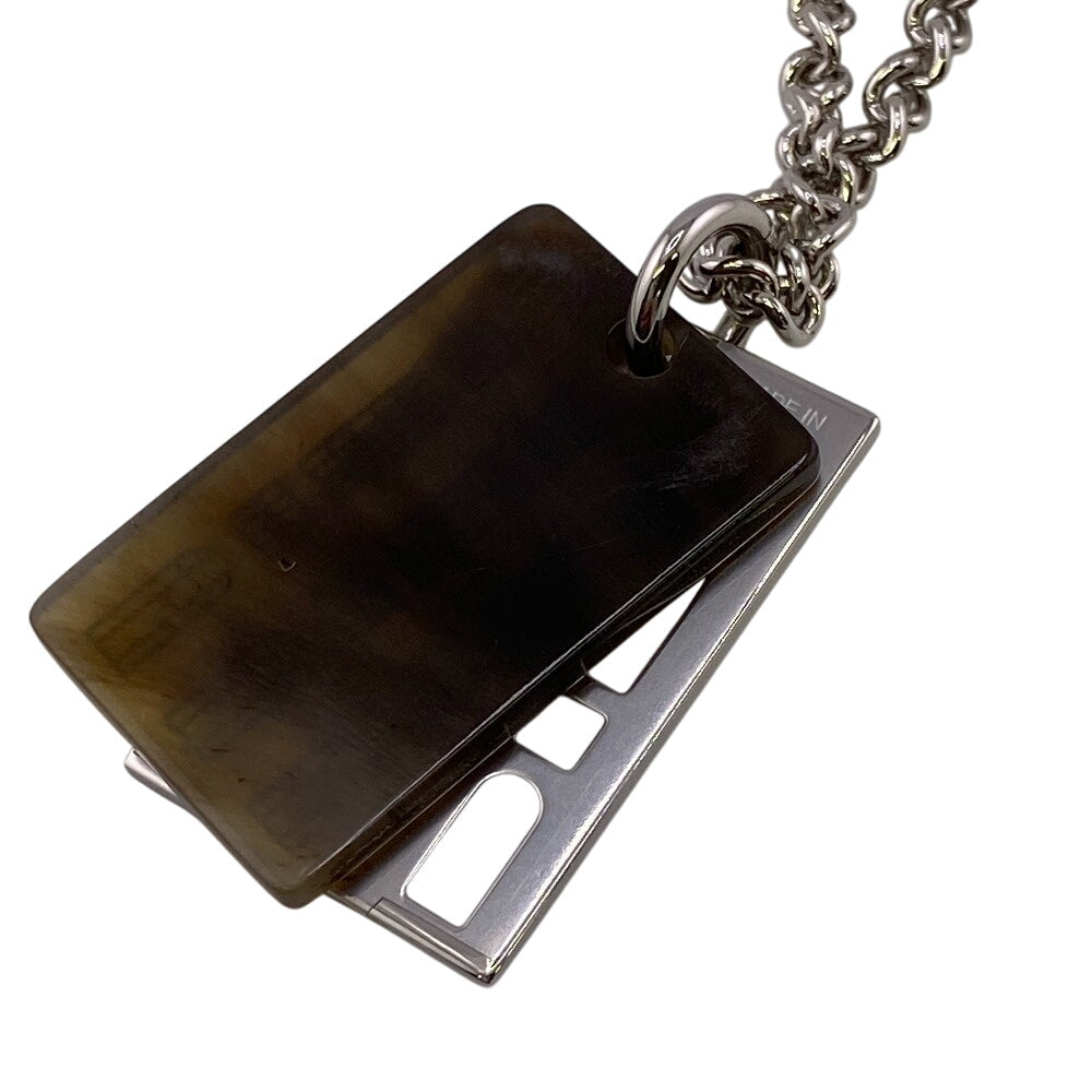 HERMES Necklace Buffalo Horn, Metal Silver Van Quatre Faubourg mens(Unisex) Used Authentic