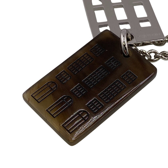 HERMES Necklace Buffalo Horn, Metal Silver Van Quatre Faubourg mens(Unisex) Used Authentic
