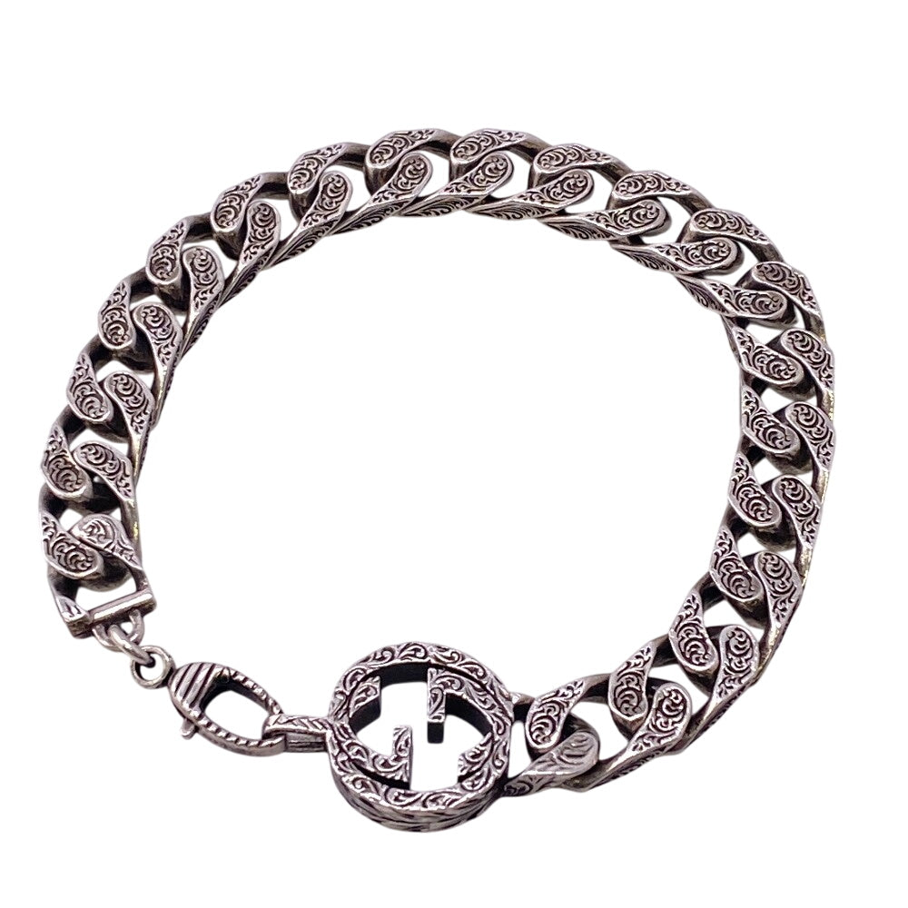 GUCCI bracelet Silver925 Silver Arabesque Interlocking G mens(Unisex) Used Authentic