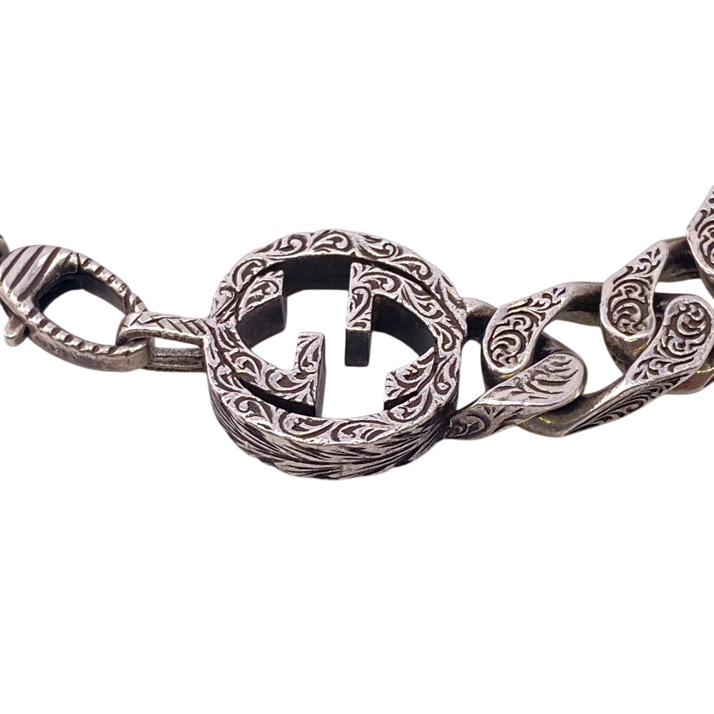 GUCCI bracelet Silver925 Silver Arabesque Interlocking G mens(Unisex) Used Authentic