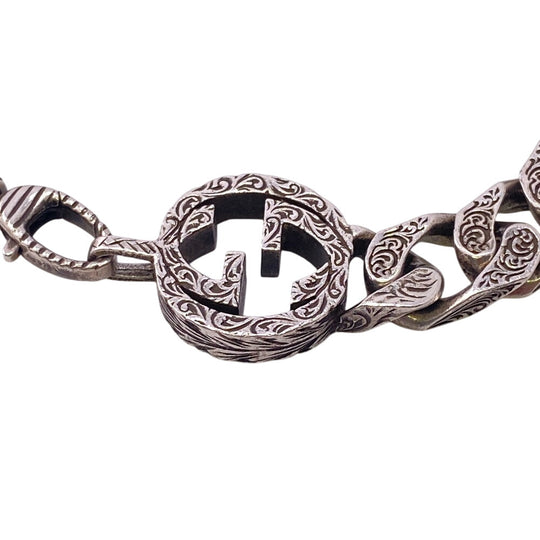 GUCCI bracelet Silver925 Silver Arabesque Interlocking G mens(Unisex) Used Authentic