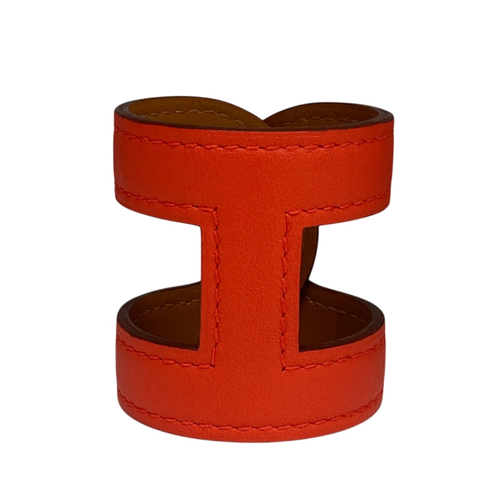 HERMES Bangle leather Red bracelet Anno Chene Dunkle Women Used Authentic