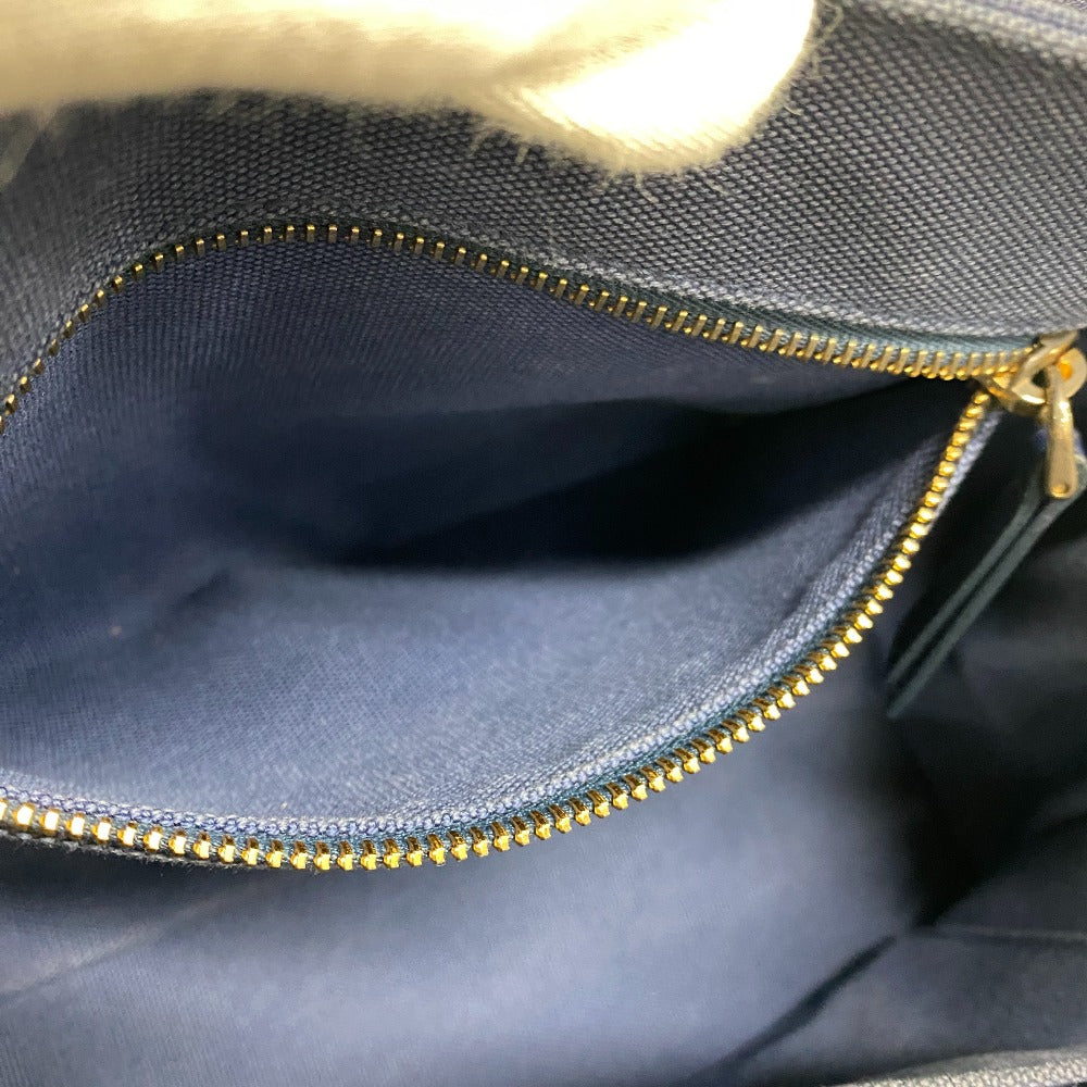 MIUMIU Shoulder Bag Canvas, Leather Navy 2way handbag Canapa Women Used Authentic