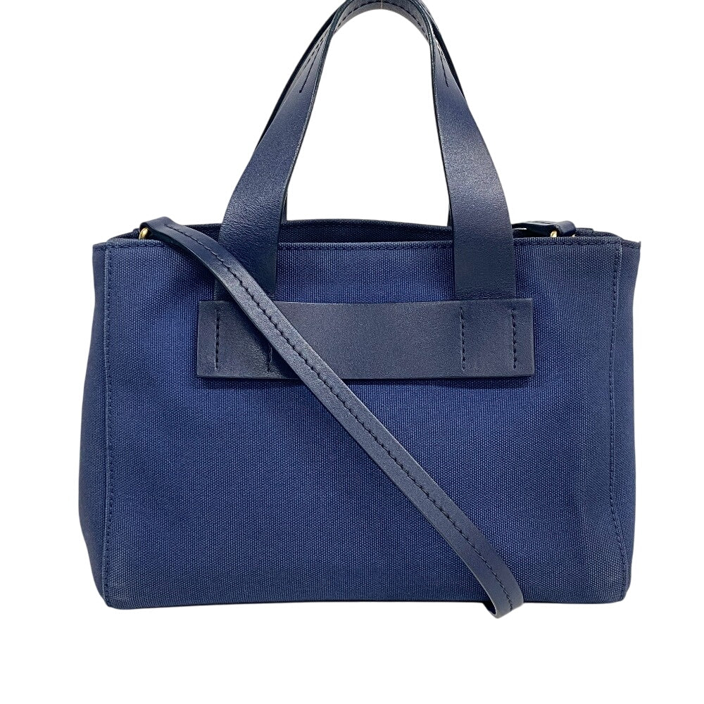 MIUMIU Shoulder Bag Canvas, Leather Navy 2way handbag Canapa Women Used Authentic