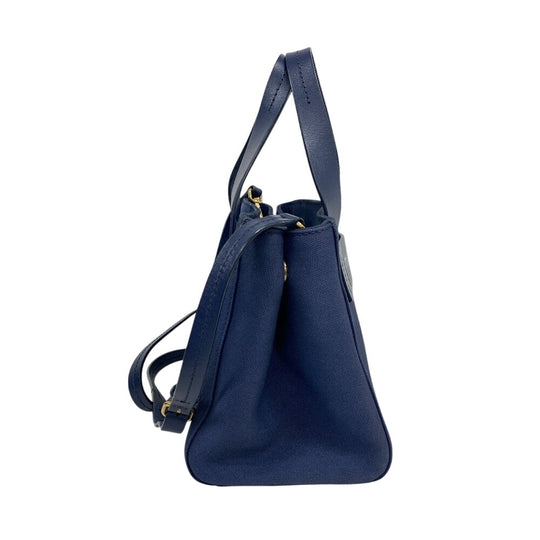 MIUMIU Shoulder Bag Canvas, Leather Navy 2way handbag Canapa Women Used Authentic