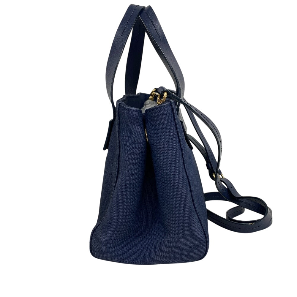 MIUMIU Shoulder Bag Canvas, Leather Navy 2way handbag Canapa Women Used Authentic