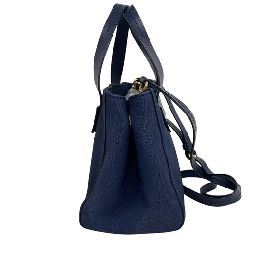 MIUMIU Shoulder Bag Canvas, Leather Navy 2way handbag Canapa Women Used Authentic