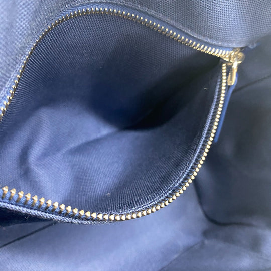 MIUMIU Shoulder Bag 5BA085 Canvas, Leather blue 2way handbag Women Used Authentic