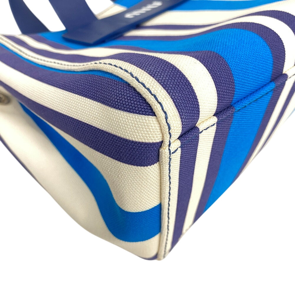 MIUMIU Shoulder Bag 5BA085 Canvas, Leather blue 2way handbag Women Used Authentic