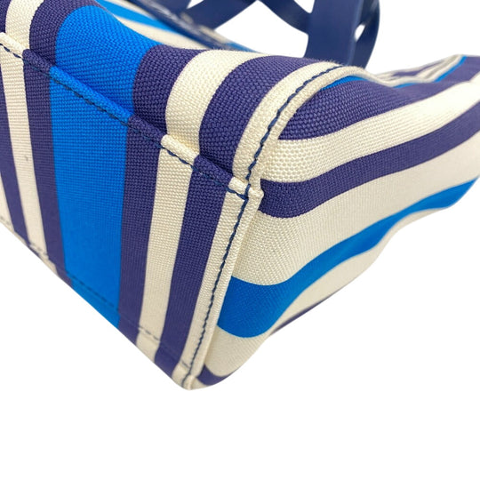 MIUMIU Shoulder Bag 5BA085 Canvas, Leather blue 2way handbag Women Used Authentic