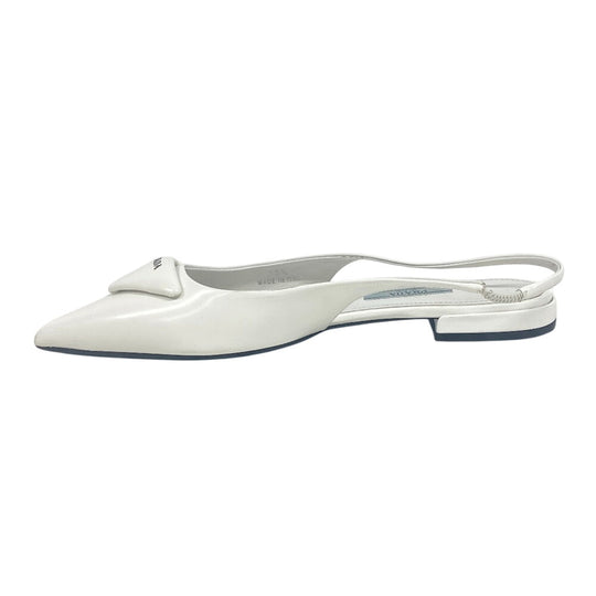 PRADA pumps leather Ivory Triangle logo Women 35 Used Authentic