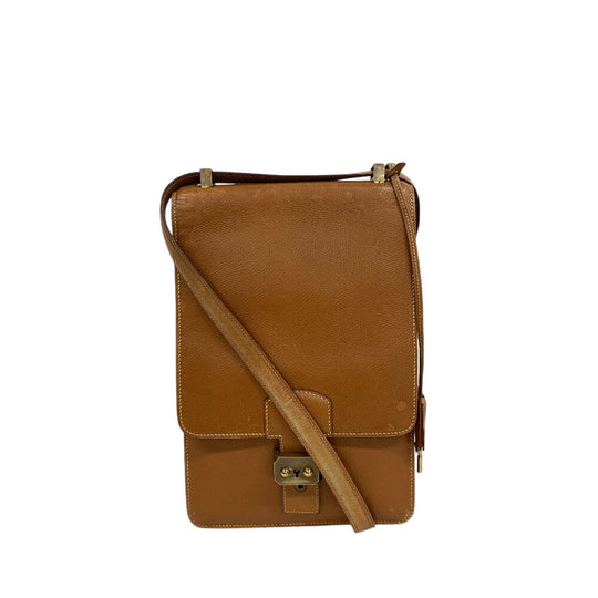HERMES Shoulder Bag leather beige Sac Adepesh DPLG mens Used Authentic