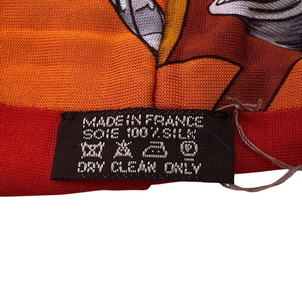 HERMES hair accessory silk Orange hair band Women Used Authentic