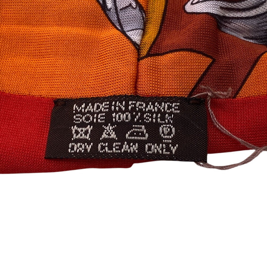 HERMES hair accessory silk Orange hair band Women Used Authentic