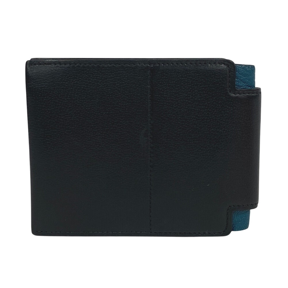 HERMES Bifold Wallet leather black Made in 2021 H Sport Compact mens Used Authentic