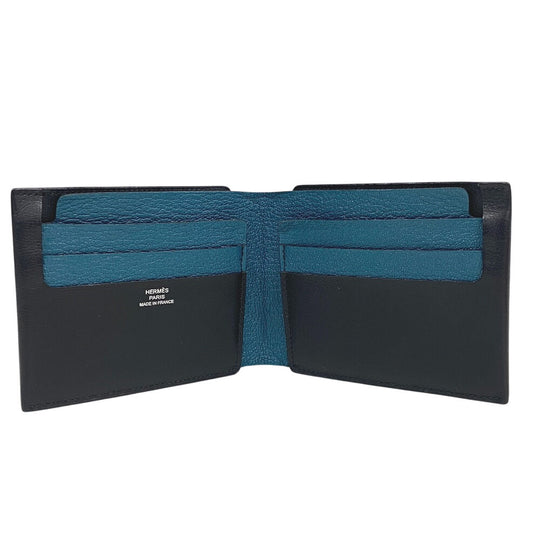 HERMES Bifold Wallet leather black Made in 2021 H Sport Compact mens Used Authentic