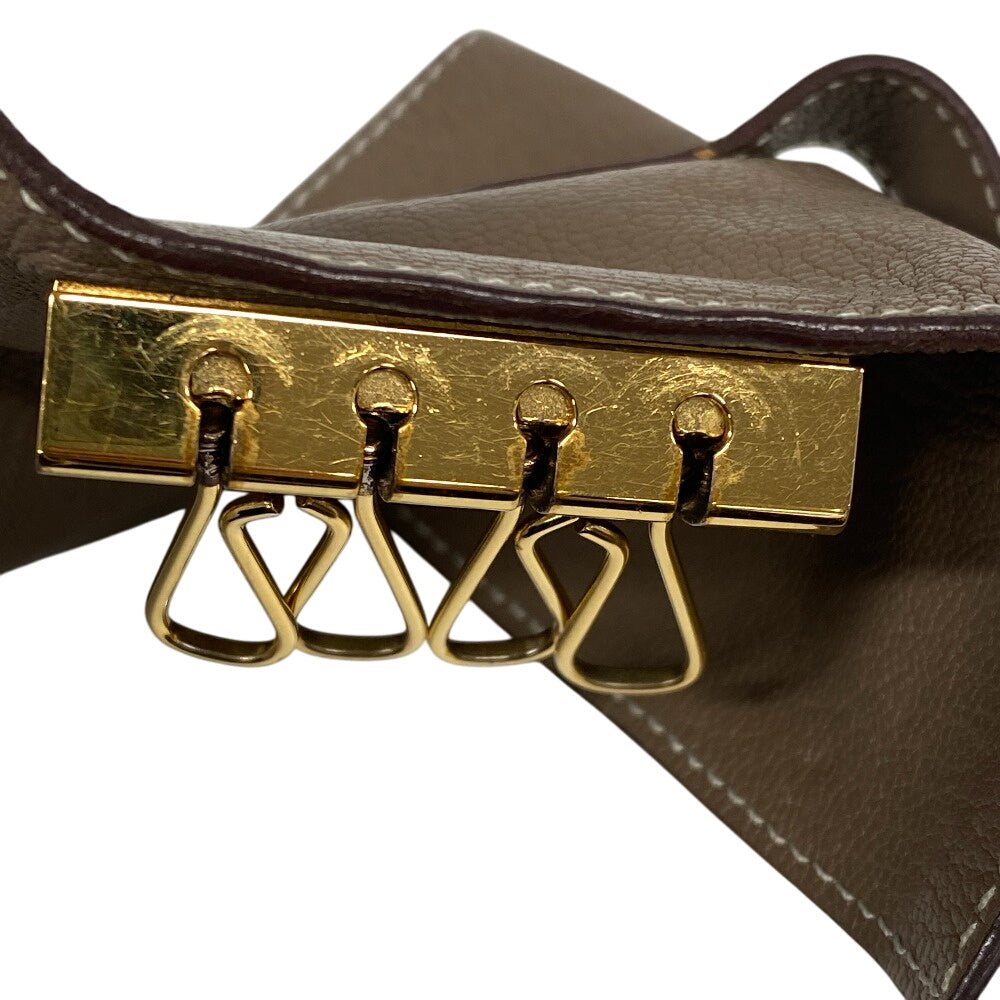 HERMES Key case Key holder  leather beige Etope 4-key case Key holder unisex(Unisex) Used Authentic