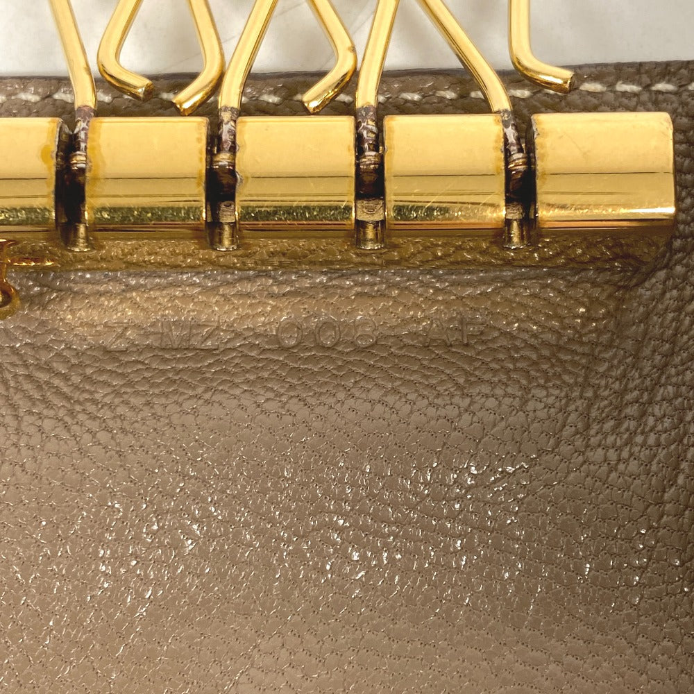 HERMES Key case Key holder  leather beige Etope 4-key case Key holder unisex(Unisex) Used Authentic