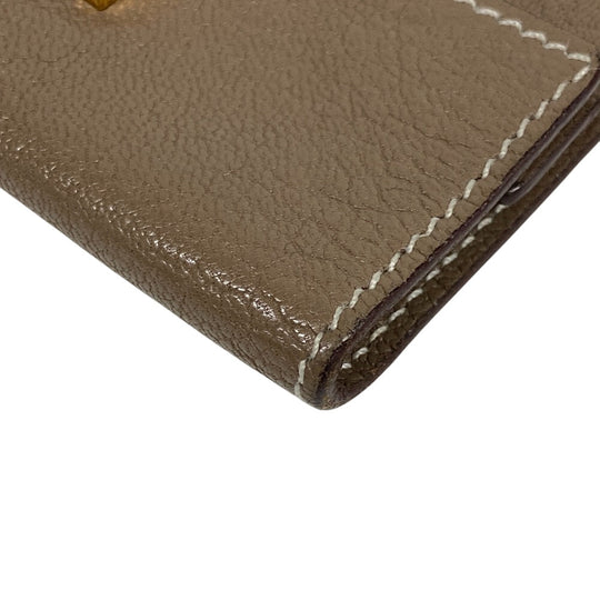 HERMES Key case Key holder  leather beige Etope 4-key case Key holder unisex(Unisex) Used Authentic