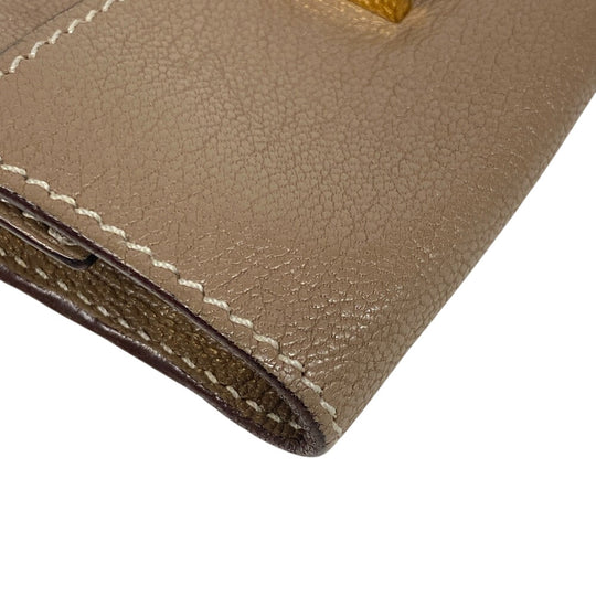 HERMES Key case Key holder  leather beige Etope 4-key case Key holder unisex(Unisex) Used Authentic