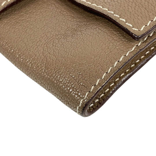 HERMES Key case Key holder  leather beige Etope 4-key case Key holder unisex(Unisex) Used Authentic