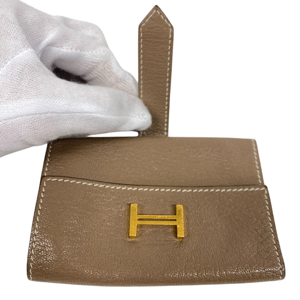 HERMES Key case Key holder  leather beige Etope 4-key case Key holder unisex(Unisex) Used Authentic