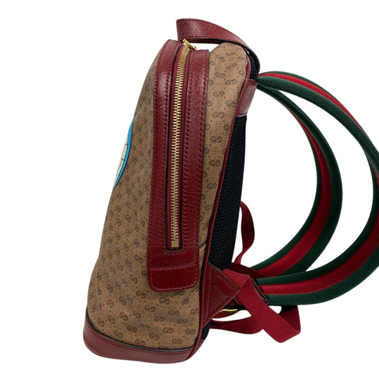 GUCCI Backpack 647816 PVC, Leather beige Mini GG Supreme Women Used Authentic