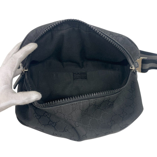 GUCCI Sling bag Nylon, Leather black GG nylon unisex(Unisex) Used Authentic