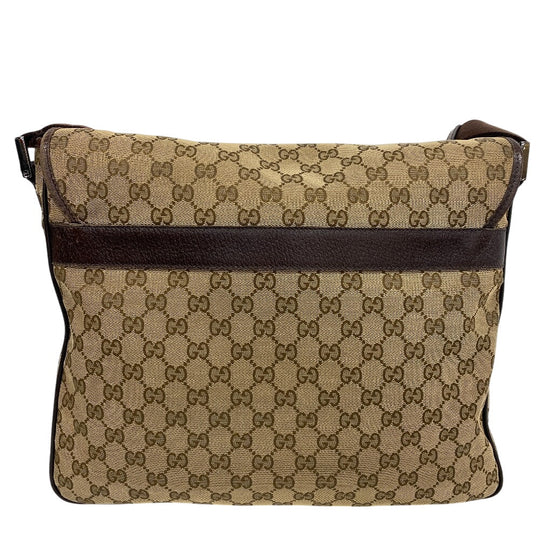 GUCCI Shoulder Bag GG canvas, leather Brown GG canvas Messenger unisex(Unisex) Used Authentic