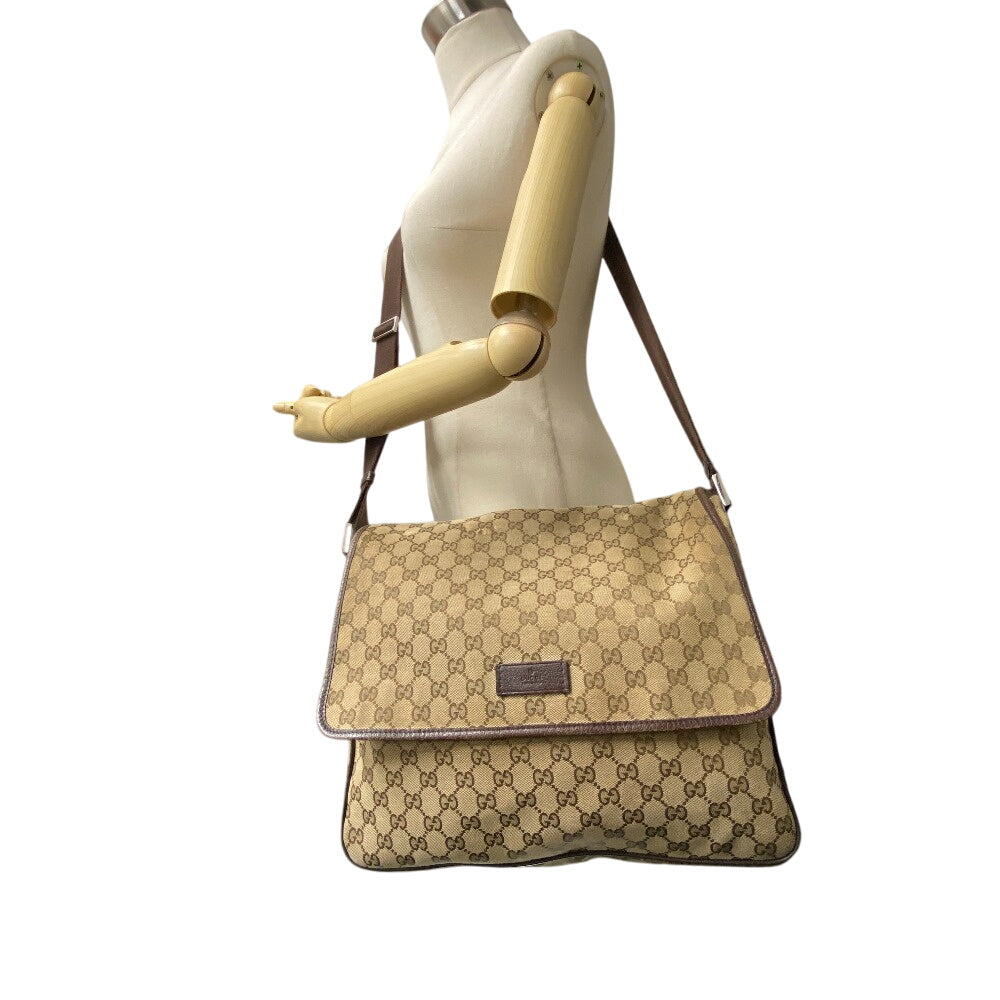 GUCCI Shoulder Bag GG canvas, leather Brown GG canvas Messenger unisex(Unisex) Used Authentic