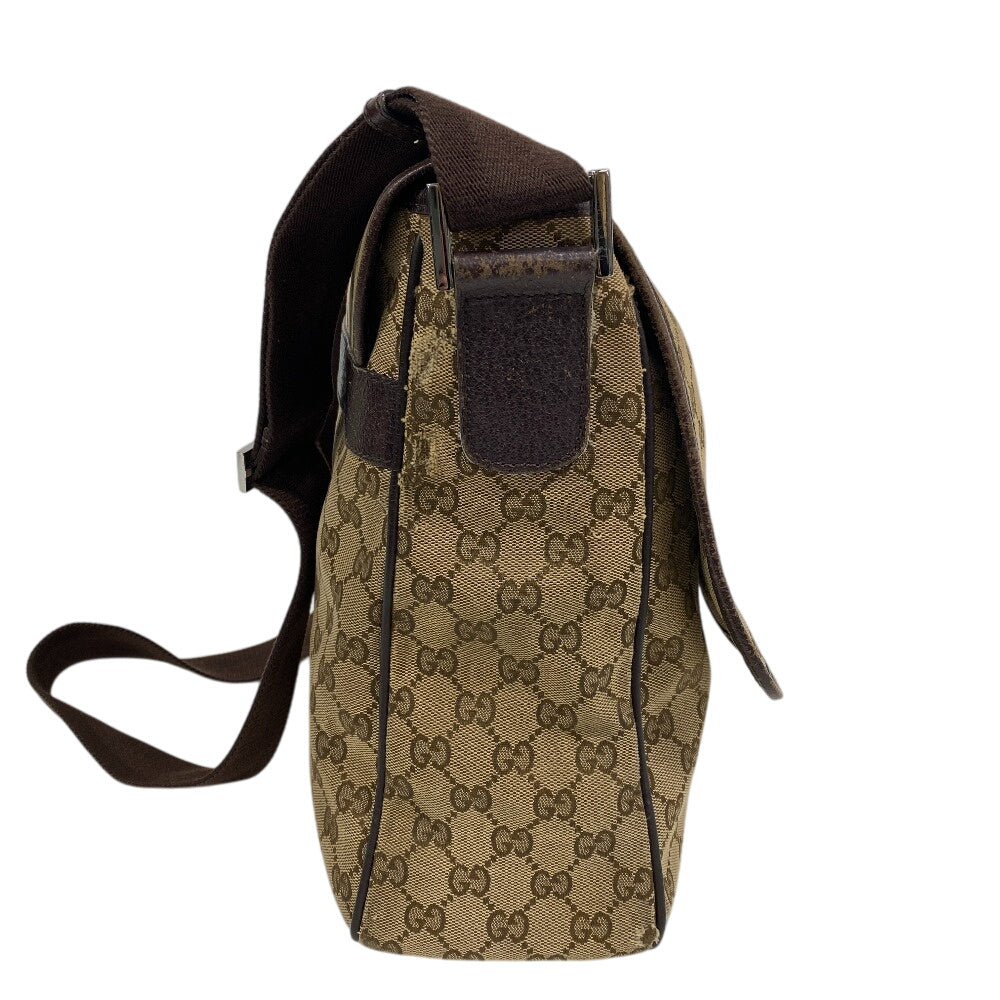 GUCCI Shoulder Bag GG canvas, leather Brown GG canvas Messenger unisex(Unisex) Used Authentic