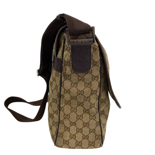 GUCCI Shoulder Bag GG canvas, leather Brown GG canvas Messenger unisex(Unisex) Used Authentic