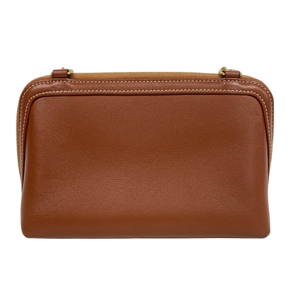 CELINE Shoulder Bag leather Brown Triomphe Women Used Authentic