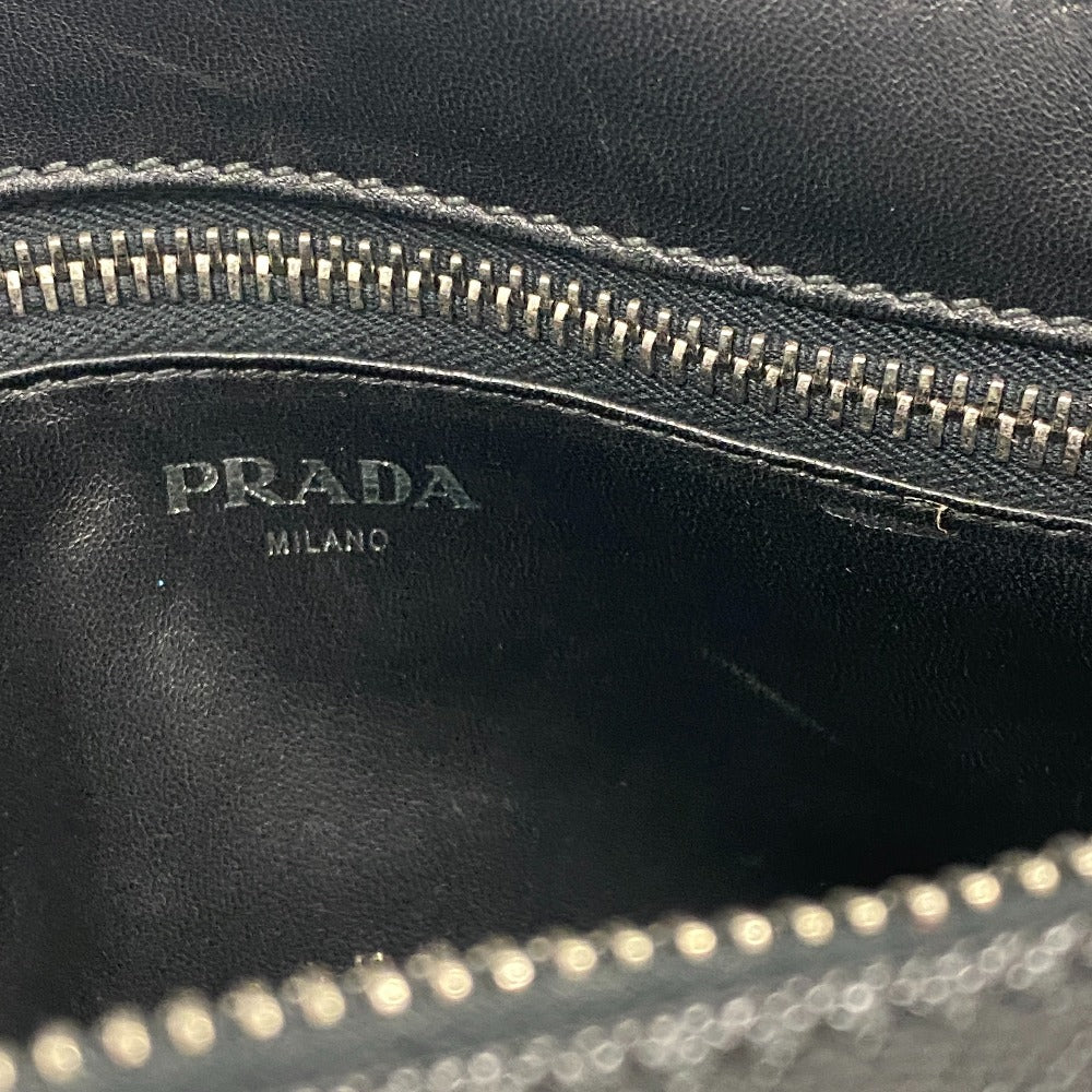 PRADA business bag leather black Sapphire Triangle Plate mens Used Authentic
