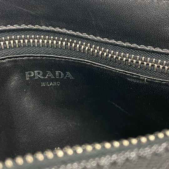PRADA business bag leather black Sapphire Triangle Plate mens Used Authentic