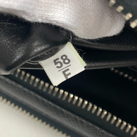 PRADA business bag leather black Sapphire Triangle Plate mens Used Authentic