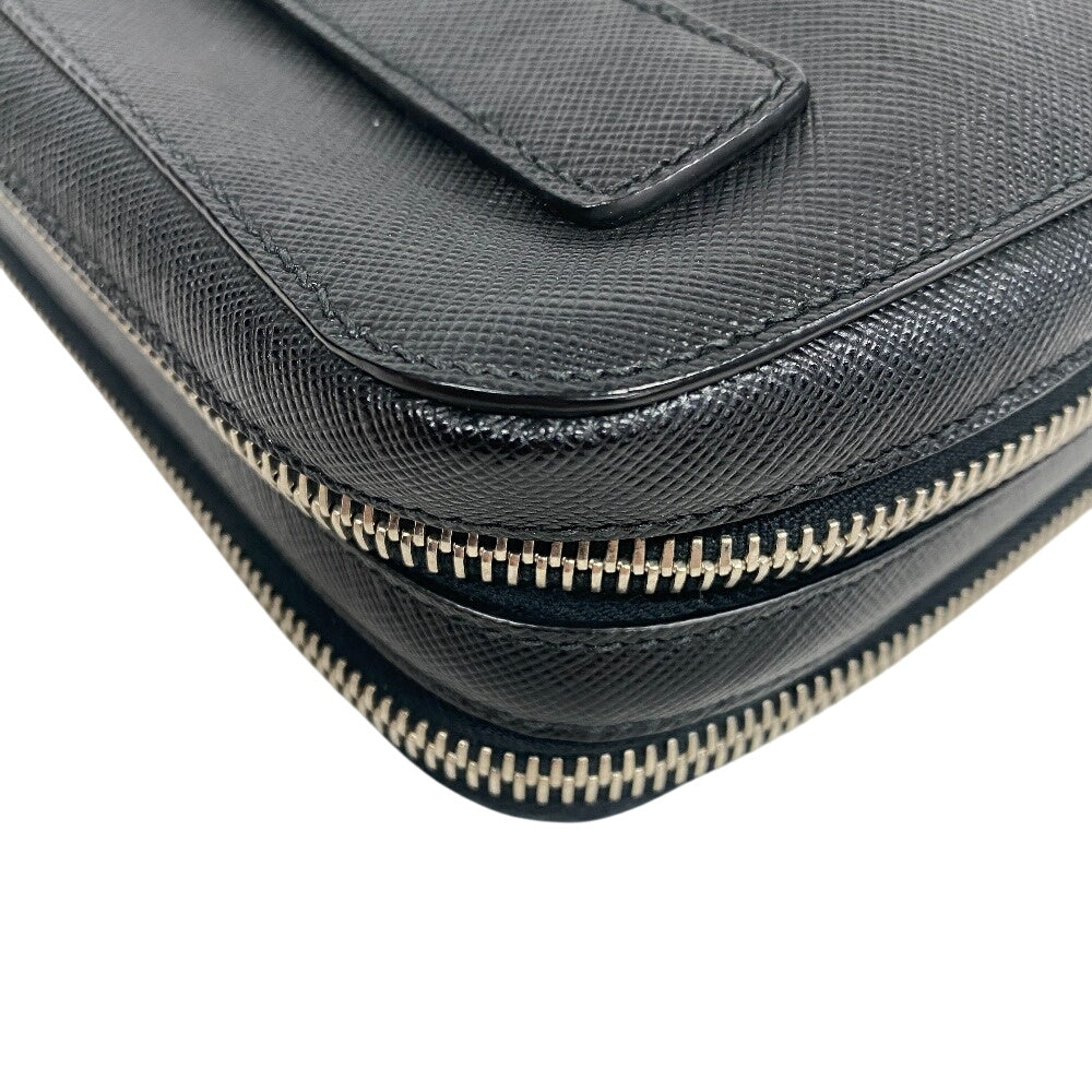 PRADA business bag leather black Sapphire Triangle Plate mens Used Authentic