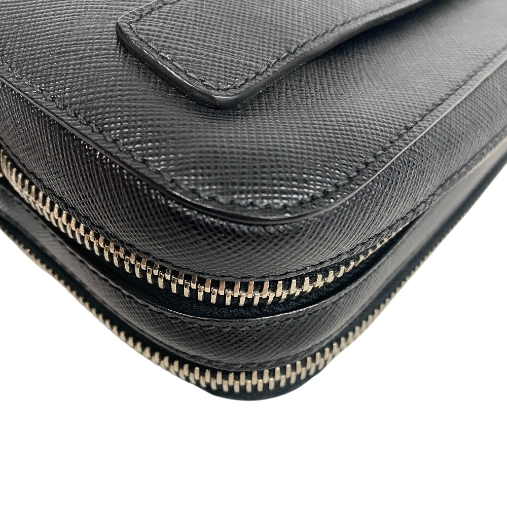 PRADA business bag leather black Sapphire Triangle Plate mens Used Authentic